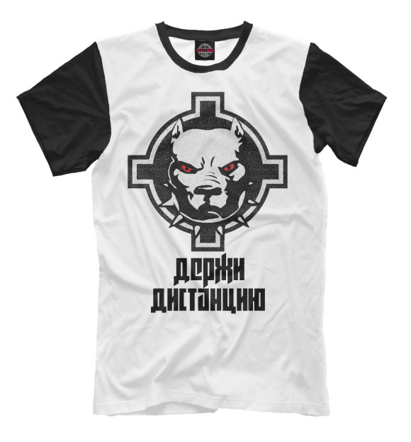Мужская футболка с изображением Злой питбуль цвета Белый