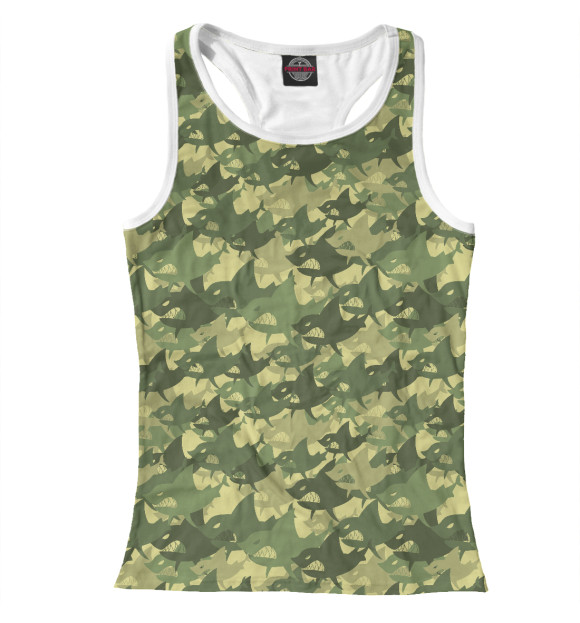 Женская майка-борцовка с изображением Акулы цвета Белый