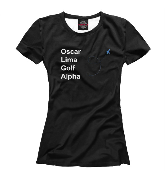 Женская футболка с изображением Olga на чёрном фоне цвета Белый