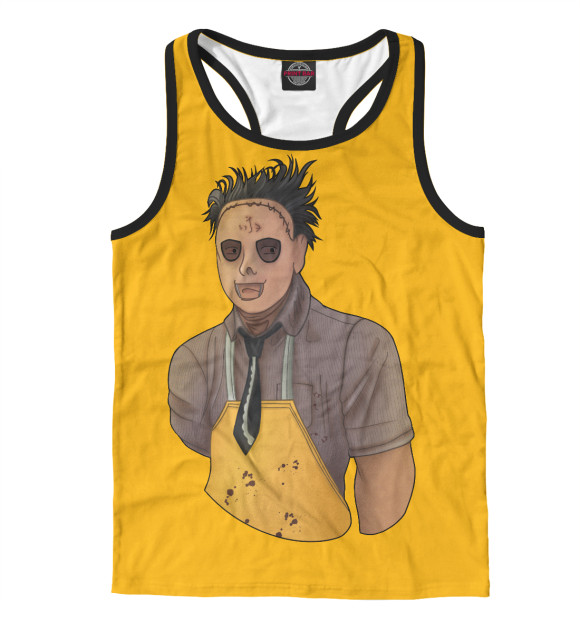 Мужская майка-борцовка с изображением Кожаное лицо цвета Белый