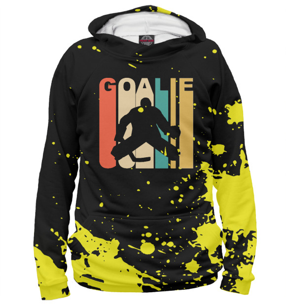 Женское худи с изображением Retro 1970's Hockey Goalie цвета Белый