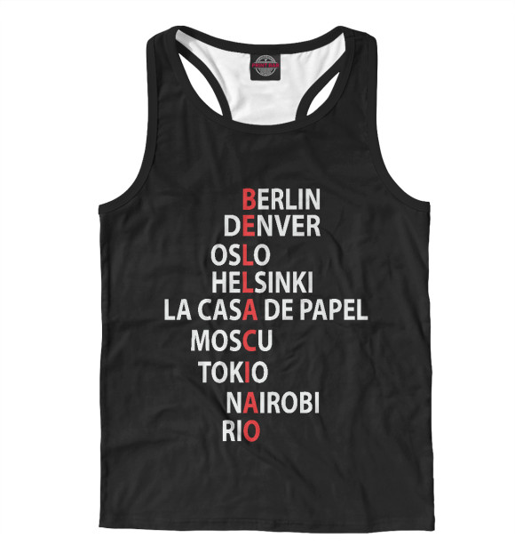 Мужская майка-борцовка с притом Бумажный дом цвета Белый Мужская майка-борцовка с изображением Бумажный дом цвета Белый