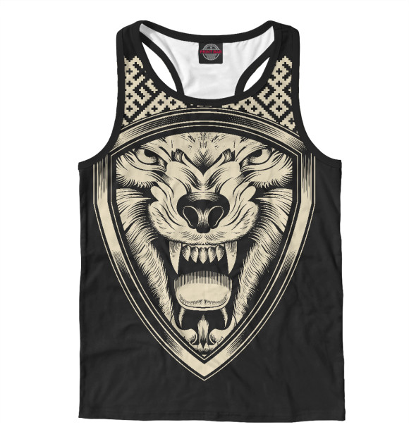 Мужская майка-борцовка с изображением Волк цвета Белый