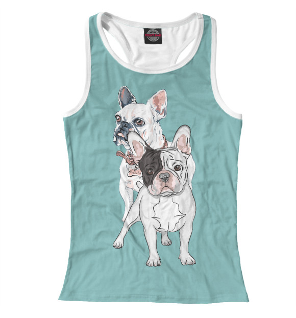 Женская майка-борцовка с изображением Два французских бульдога цвета Белый