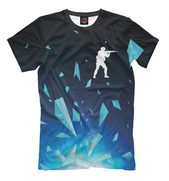 Мужская футболка с изображением Counter Strike взрыв частиц цвета Белый