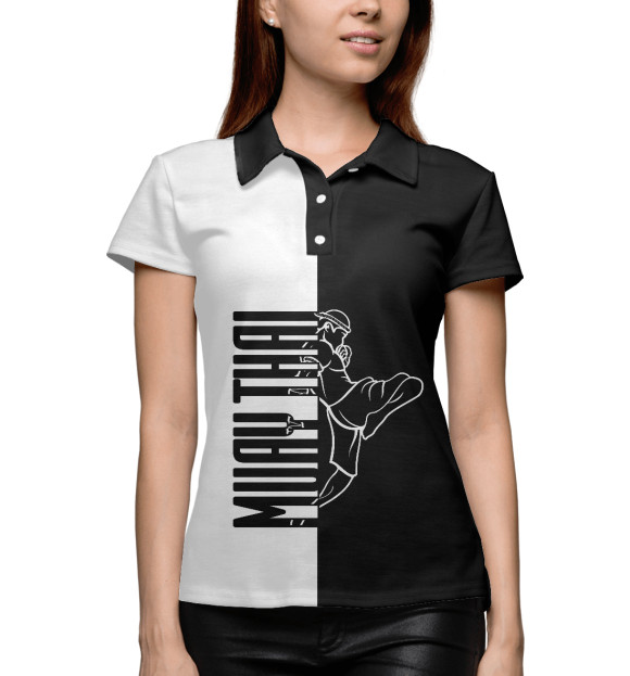 Женское поло с изображением Муай Тай цвета Белый