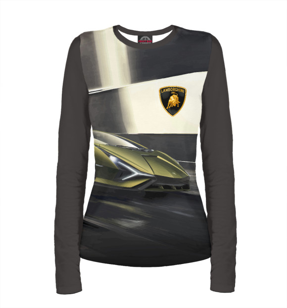Женский лонгслив с изображением Lamborghini цвета Белый