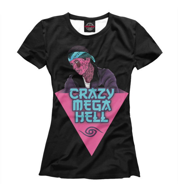 Женская футболка с изображением Crazy Mega Hell цвета Белый