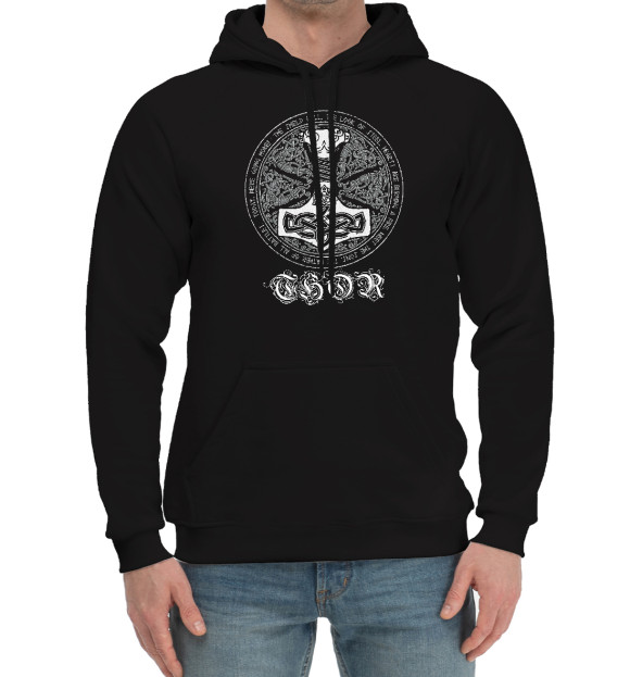 Мужской хлопковый худи с изображением PAGAN символизм цвета Черный