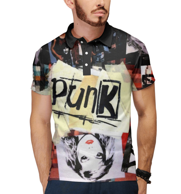 Мужское поло с изображением PUNK | ПАНК цвета Белый