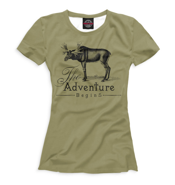 Женская футболка с изображением The Adventure begins цвета Белый