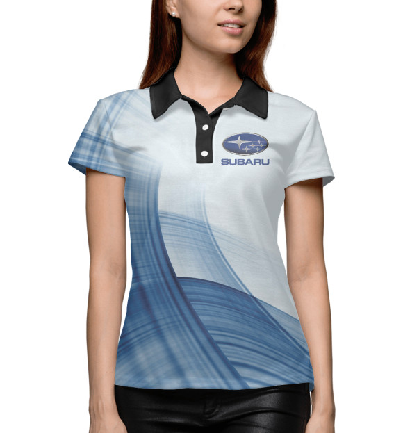 Женское поло с изображением Subaru цвета Белый