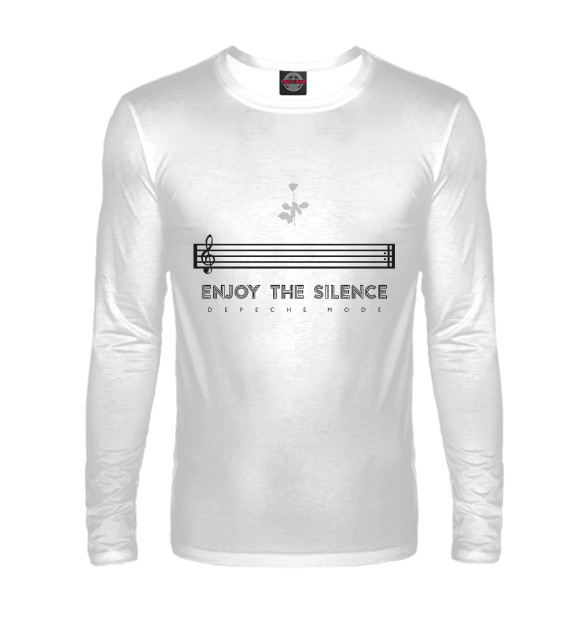 Мужской лонгслив с изображением Enjoy the silence цвета Белый