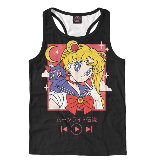 Мужская майка-борцовка с изображением Sailor Moon цвета Белый