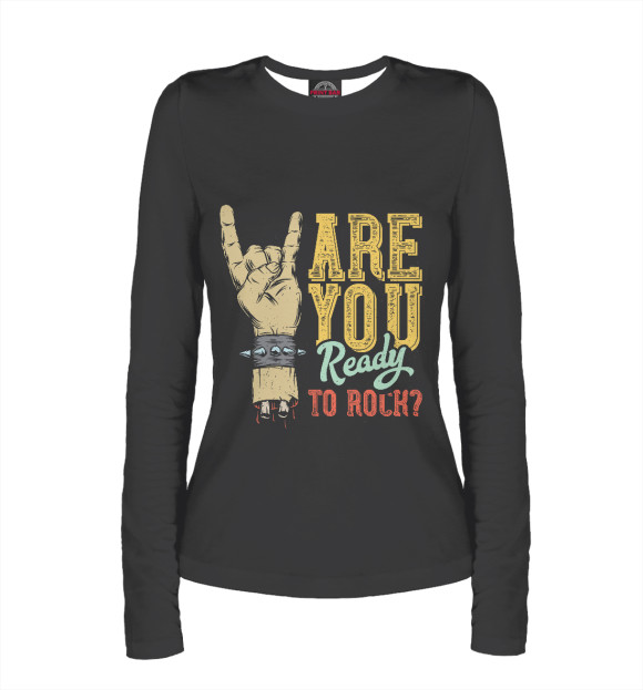 Женский лонгслив с изображением Рок Музыка цвета Белый