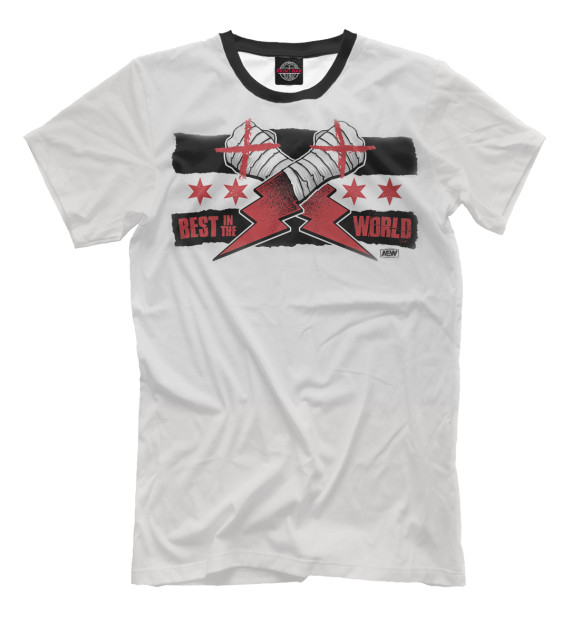 Мужская футболка с изображением CM Punk AEW black and white цвета Белый