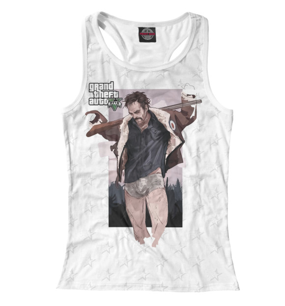 Женская майка-борцовка с изображением Grand Theft Auto | GTA цвета Белый