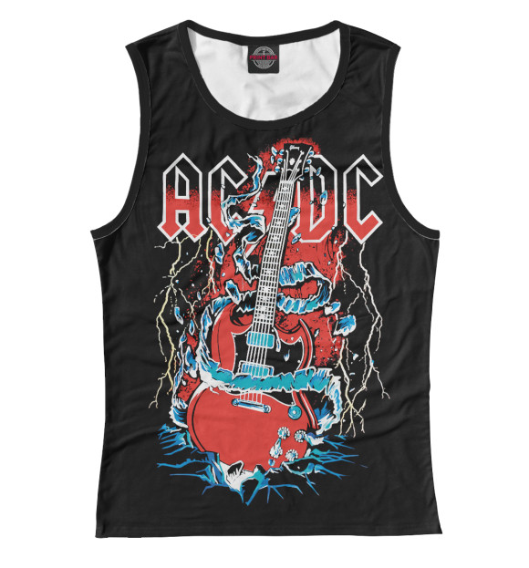 Майка для девочки с изображением AC/DC цвета Белый