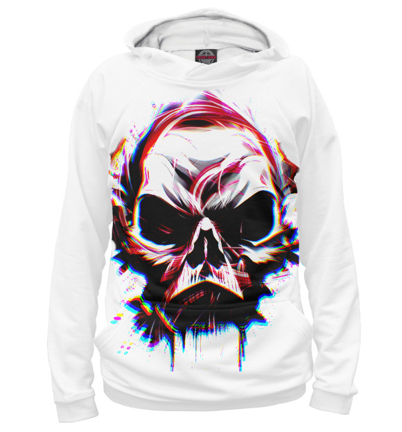 Мужское худи с изображением Skull art цвета Белый
