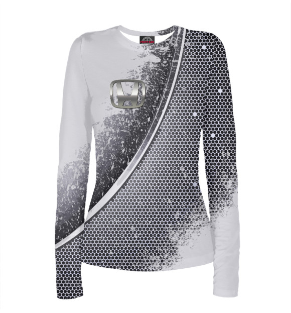 Женский лонгслив с изображением Honda + Carbon цвета Белый
