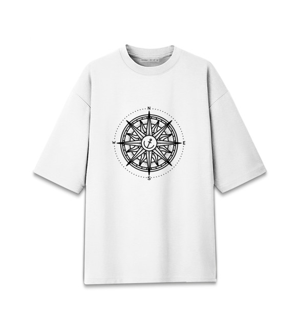 Мужская футболка оверсайз с притом Значок морского волка цвета Белый Мужская футболка оверсайз с изображением Значок морского волка цвета Белый