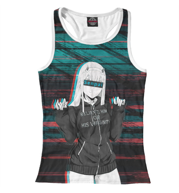 Женская майка-борцовка с изображением Senpai цвета Белый