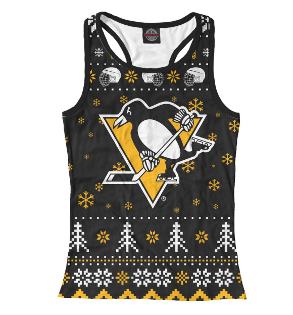 Женская майка-борцовка с изображением Питтсбург Новогодний цвета Белый