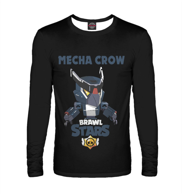 Мужской лонгслив с притом Brawl Stars CROW цвета Белый Мужской лонгслив с изображением Brawl Stars CROW цвета Белый