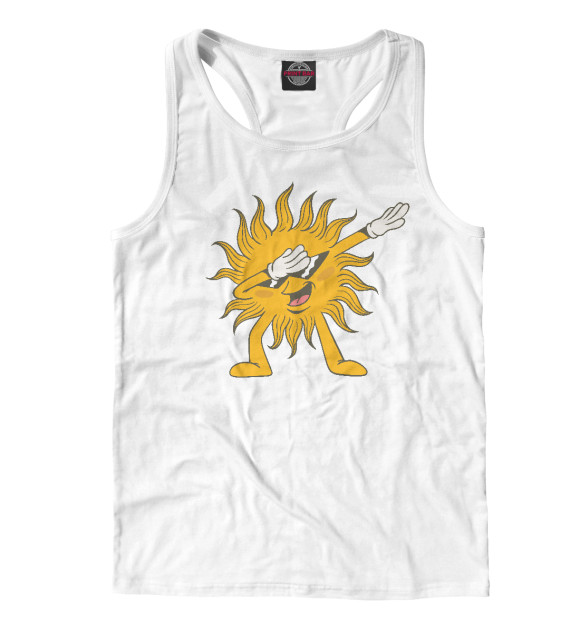 Мужская майка-борцовка с изображением Dabbing sun цвета Белый