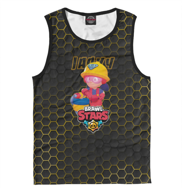 Мужская майка с изображением Джеки. Brawl Stars цвета Белый