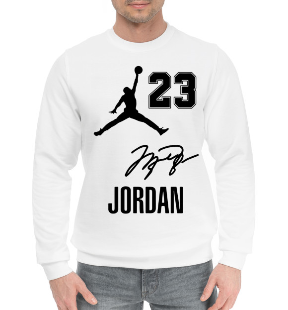 Мужской хлопковый свитшот с изображением Michael Jordan цвета Белый