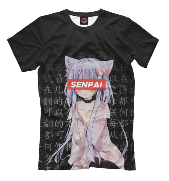 Мужская футболка с изображением Senpai цвета Белый