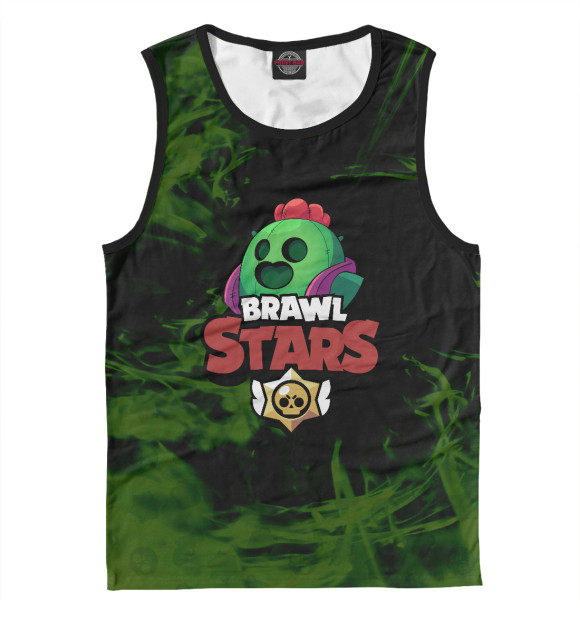 Майка для мальчика с притом Brawl Stars: Spike цвета Белый Майка для мальчика с изображением Brawl Stars: Spike цвета Белый