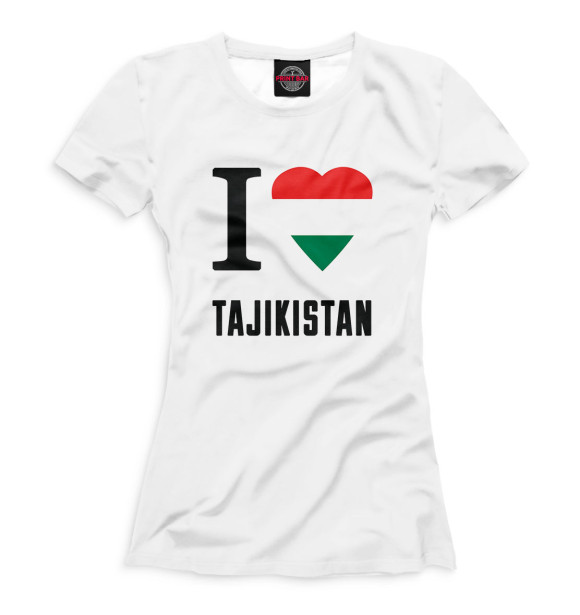 Футболка для девочек с изображением I love Tajikistan цвета Белый