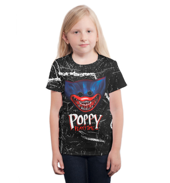 Футболка для девочек с изображением Poppy Playtime Хагги Вагги цвета Белый
