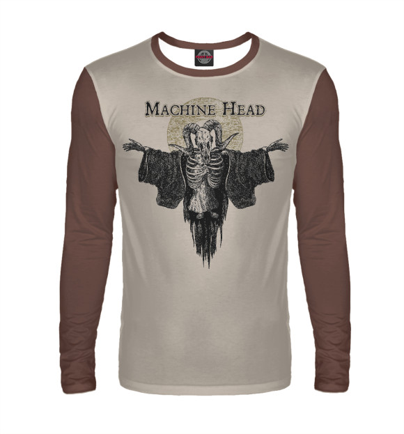 Мужской лонгслив с изображением Machine head цвета Белый