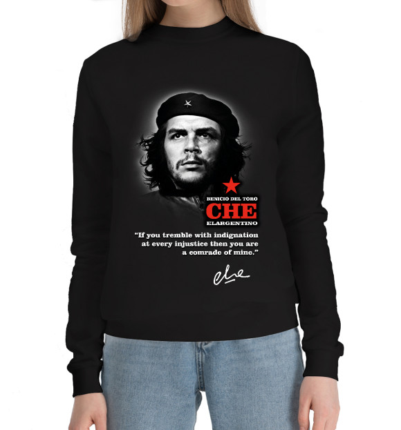 Женский хлопковый свитшот с изображением Che цвета Черный