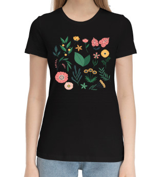 Хлопковая футболка для девочек Растения