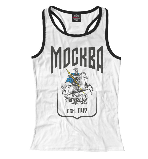 Женская майка-борцовка с изображением Москва всадник цвета Белый