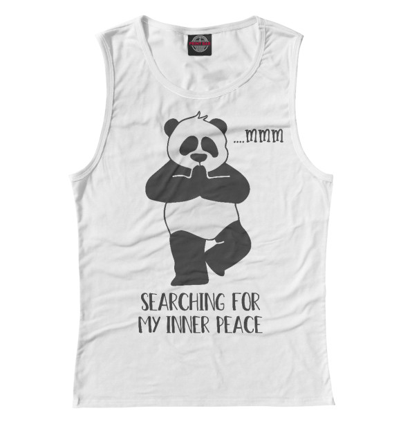 Майка для девочки с притом Йога панда цвета Белый Майка для девочки с изображением Йога панда цвета Белый