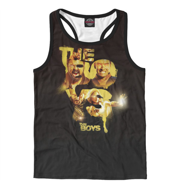 Мужская майка-борцовка с притом The Boys (черный фон) цвета Белый Мужская майка-борцовка с изображением The Boys (черный фон) цвета Белый