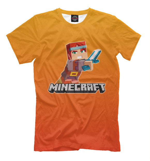 Мужская футболка с изображением Minecraft - Warrior цвета Белый