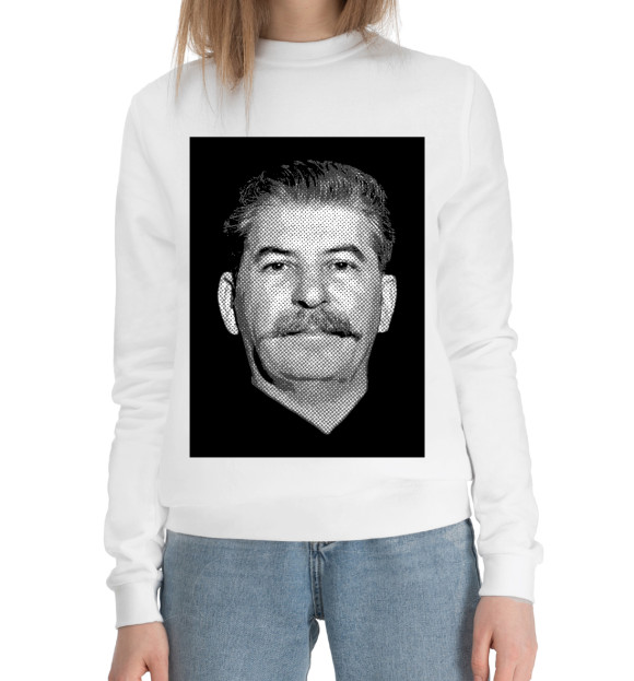 Женский хлопковый свитшот с изображением Сталин цвета Белый