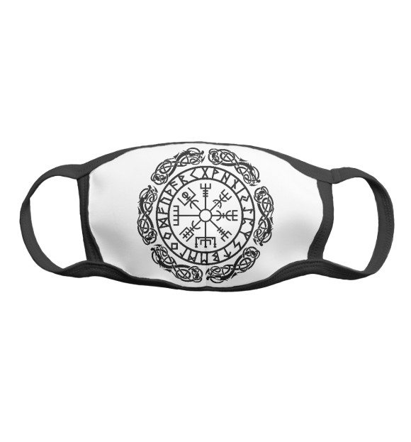 Маска тканевая с изображением Компас по жизни Вегвизир цвета Белый