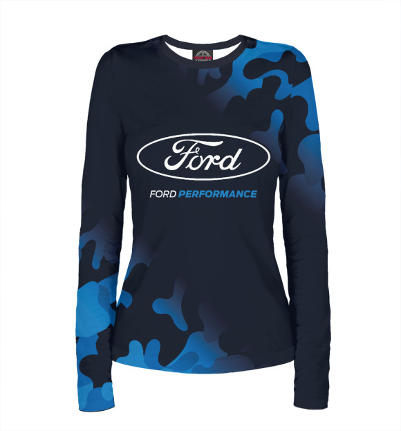 Женский лонгслив с изображением Ford Performance цвета Белый