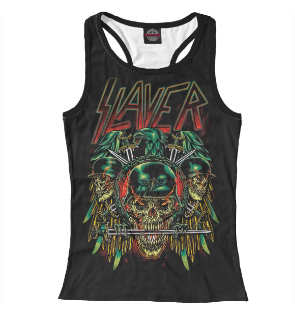 Женская майка-борцовка с изображением Slayer цвета Белый