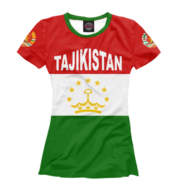 Женская футболка с изображением Tajikistan цвета Белый