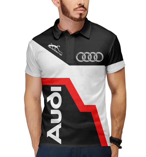 Мужское поло с изображением Audi цвета Белый