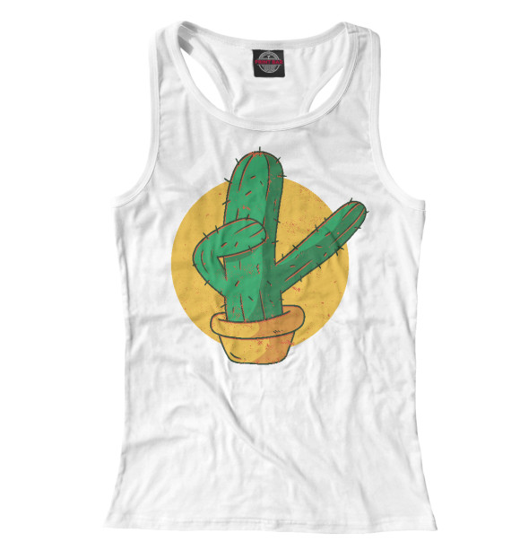 Женская майка-борцовка с изображением Dabbing cactus цвета Белый