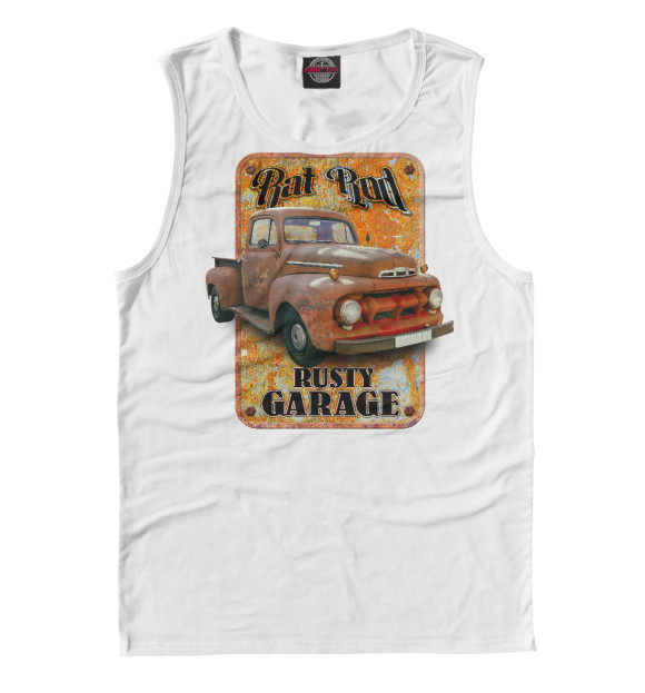 Мужская майка с изображением Американский хот род (Rat rod) на белом цвета Белый